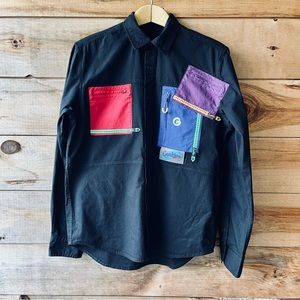 Men Cookies Black Long Sleeved Color Block Button Down Skateboard Shirt Zumiez